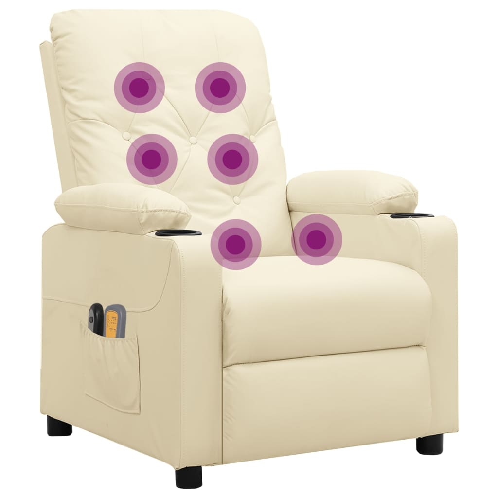 Massagesessel Elektrisch Creme Kunstleder