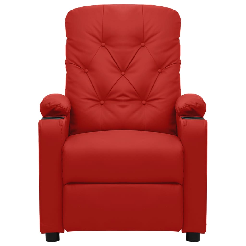 Massagesessel Elektrisch Weinrot Kunstleder