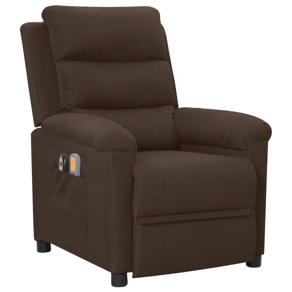 Massagesessel Elektrisch Dunkelbraun Stoff