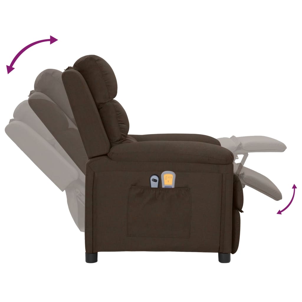 Massagesessel Elektrisch Dunkelbraun Stoff