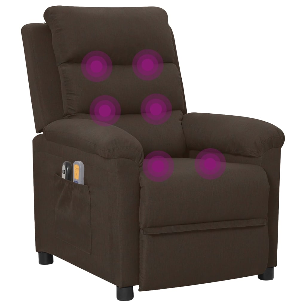 Massagesessel Elektrisch Dunkelbraun Stoff