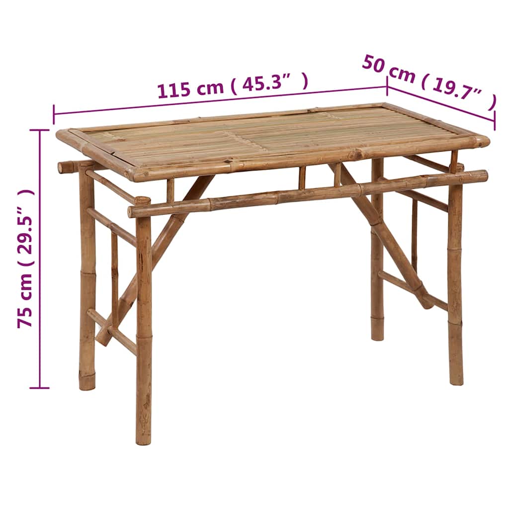 Gartentisch Klappbar 115x50x75 cm Bambus