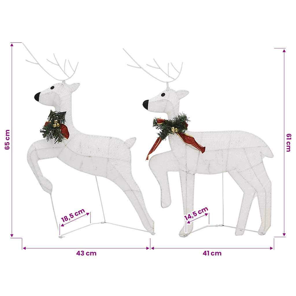 Rentier mit Schlitten Weihnachtsdekoration 100LEDs Outdoor Weiß