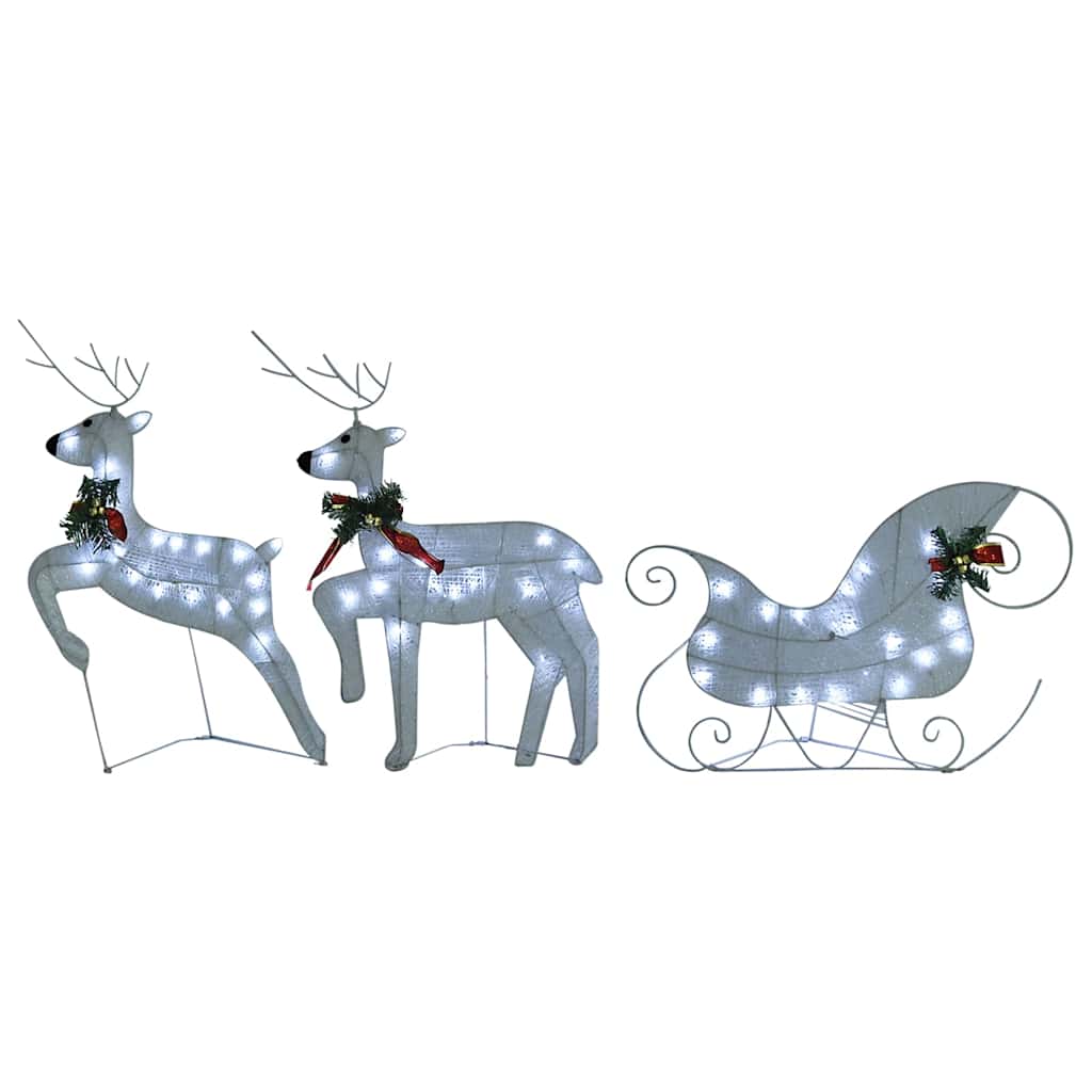 Rentier mit Schlitten Weihnachtsdekoration 100LEDs Outdoor Weiß