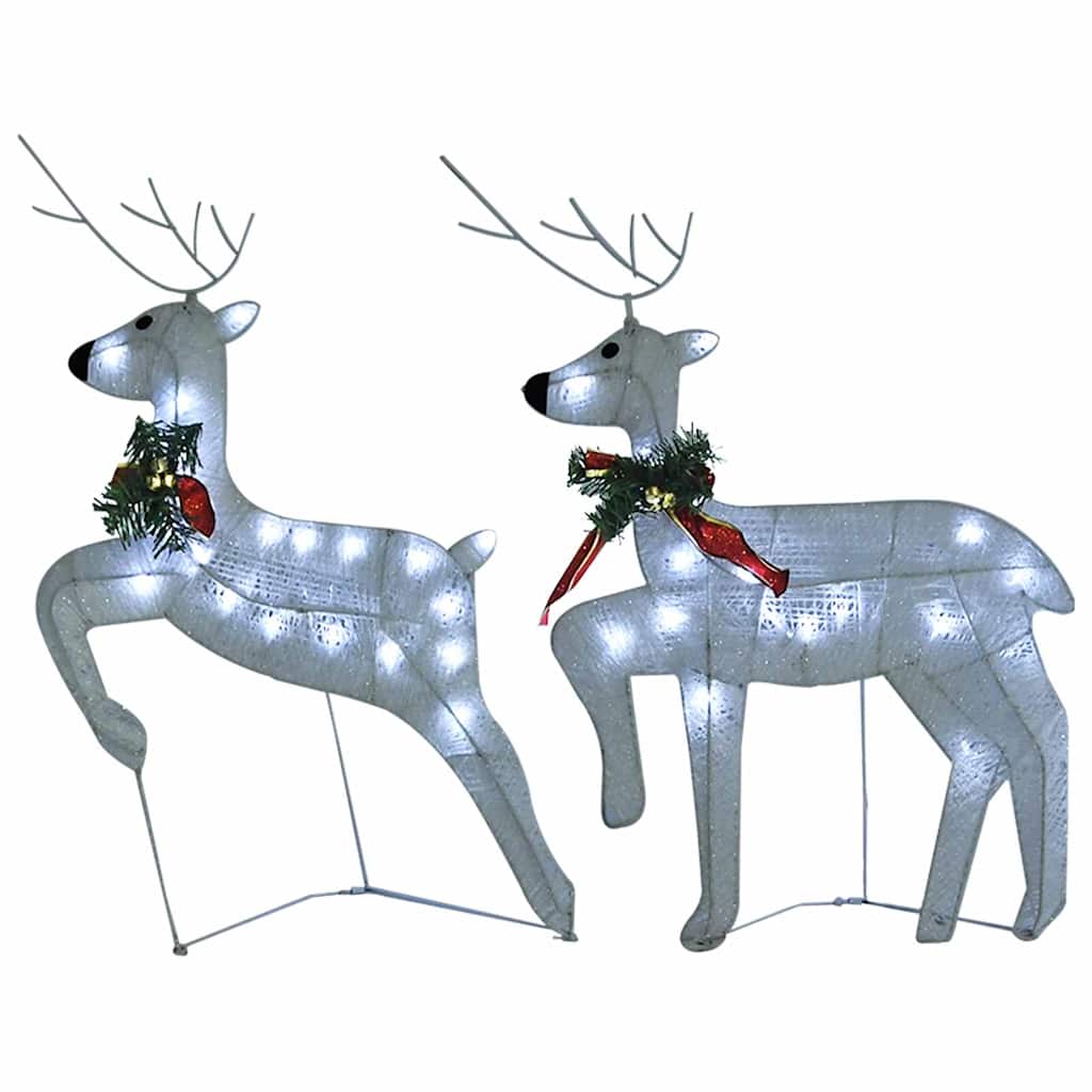 Rentier mit Schlitten Weihnachtsdekoration 100LEDs Outdoor Weiß