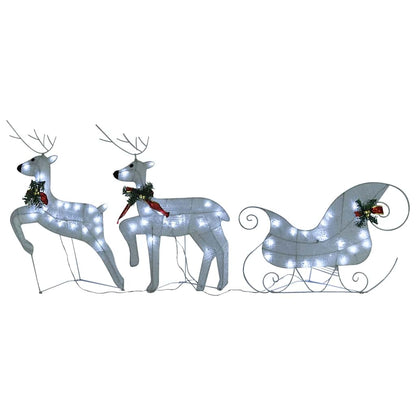 Rentier mit Schlitten Weihnachtsdekoration 140LEDs Outdoor Weiß