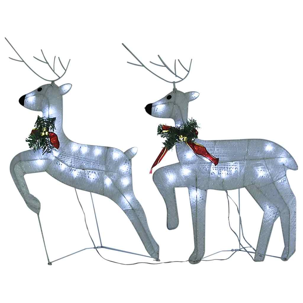 Rentier mit Schlitten Weihnachtsdekoration 140LEDs Outdoor Weiß