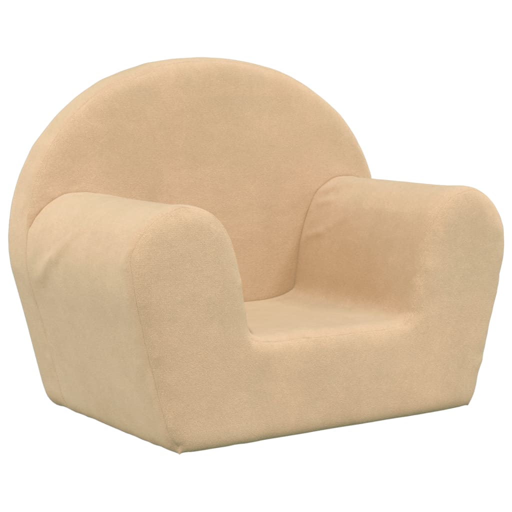 Kindersofa Creme Weich Plüsch