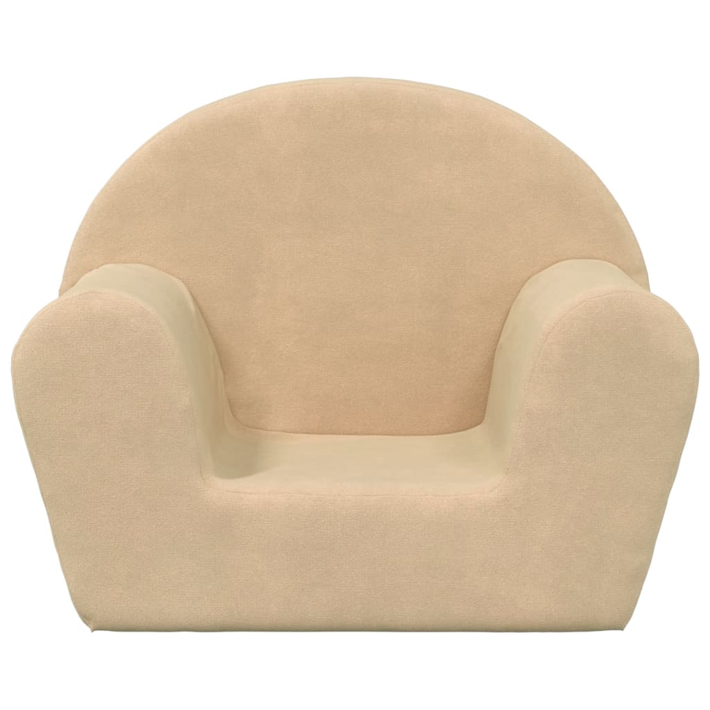 Kindersofa Creme Weich Plüsch