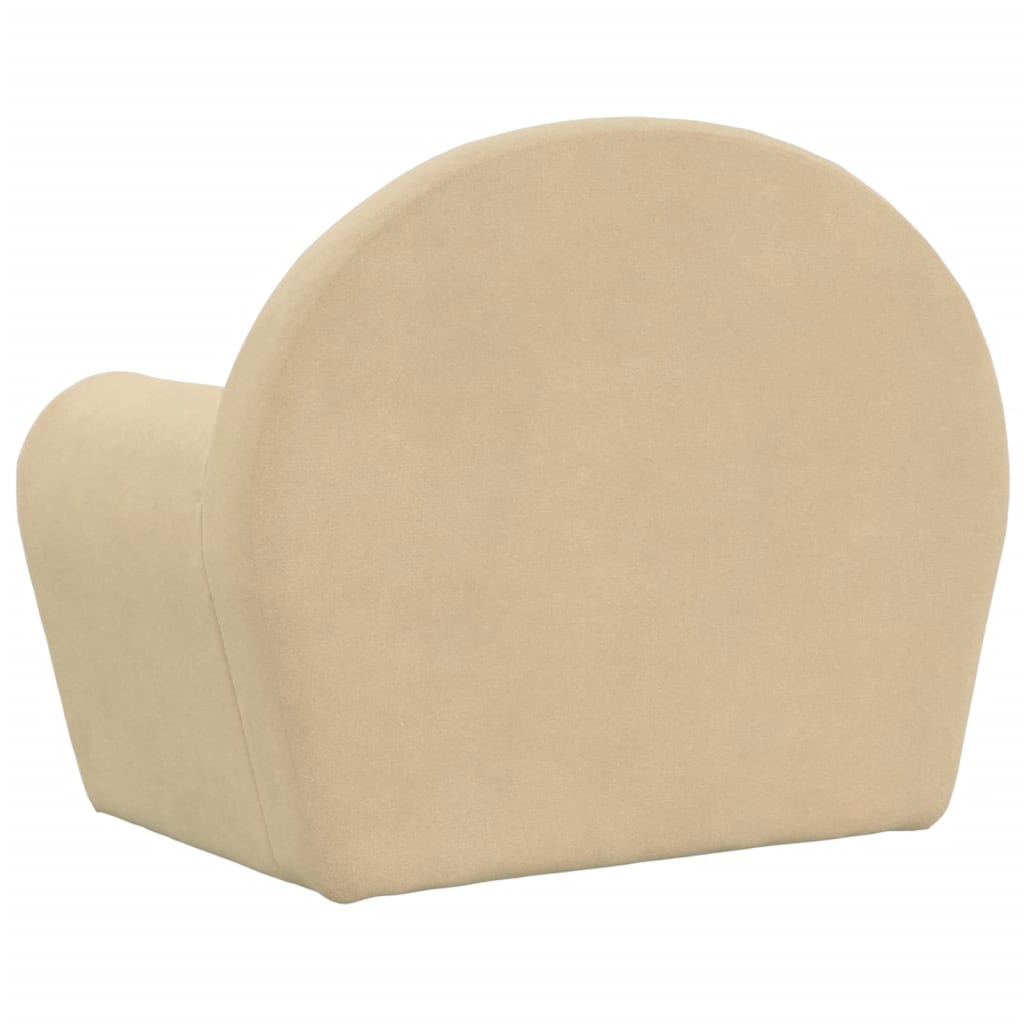 Kindersofa Creme Weich Plüsch