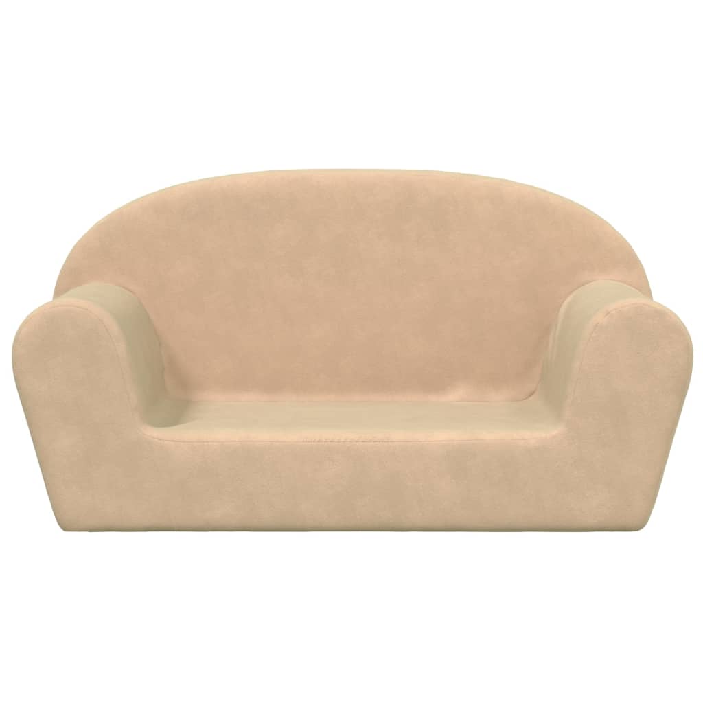 Kindersofa 2-Sitzer Creme Weich Plüsch