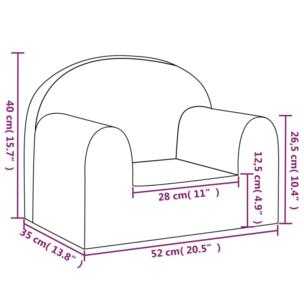 Kindersofa Blau Weich Plüsch