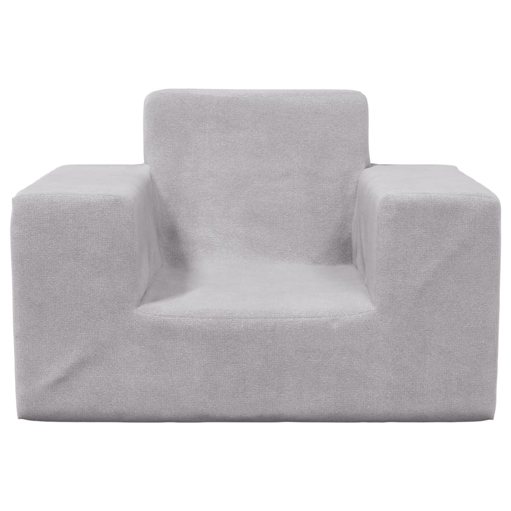 Canapé enfant gris clair en peluche douce