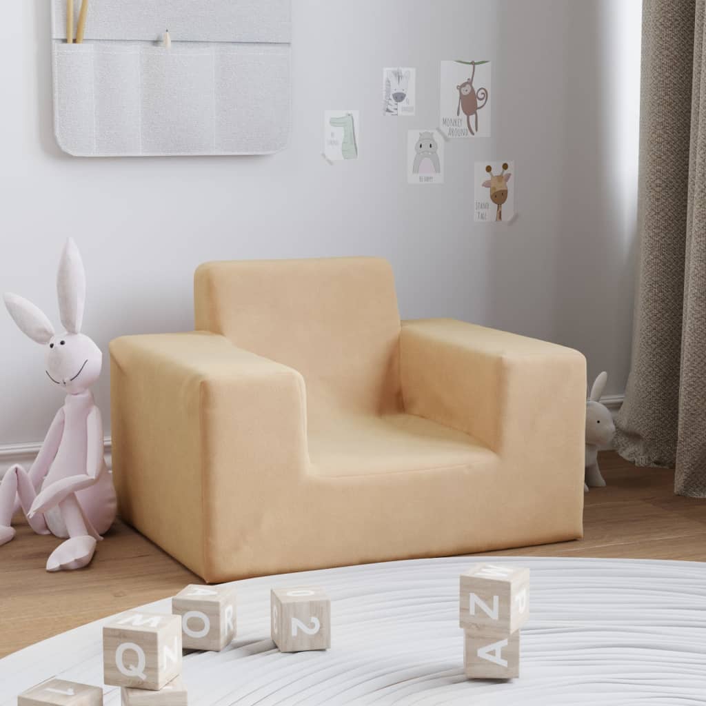 Children's sofa cream soft plush