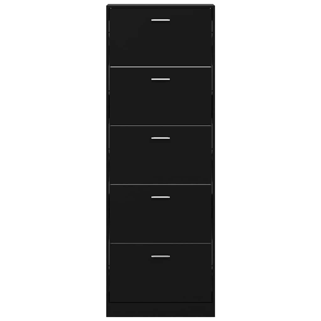 Schuhschrank Schwarz 59x17x169 cm Holzwerkstoff