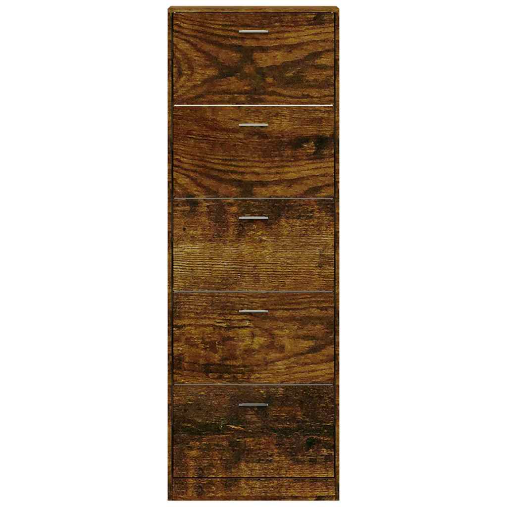 Schuhschrank Räuchereiche 59x17x169 cm Holzwerkstoff