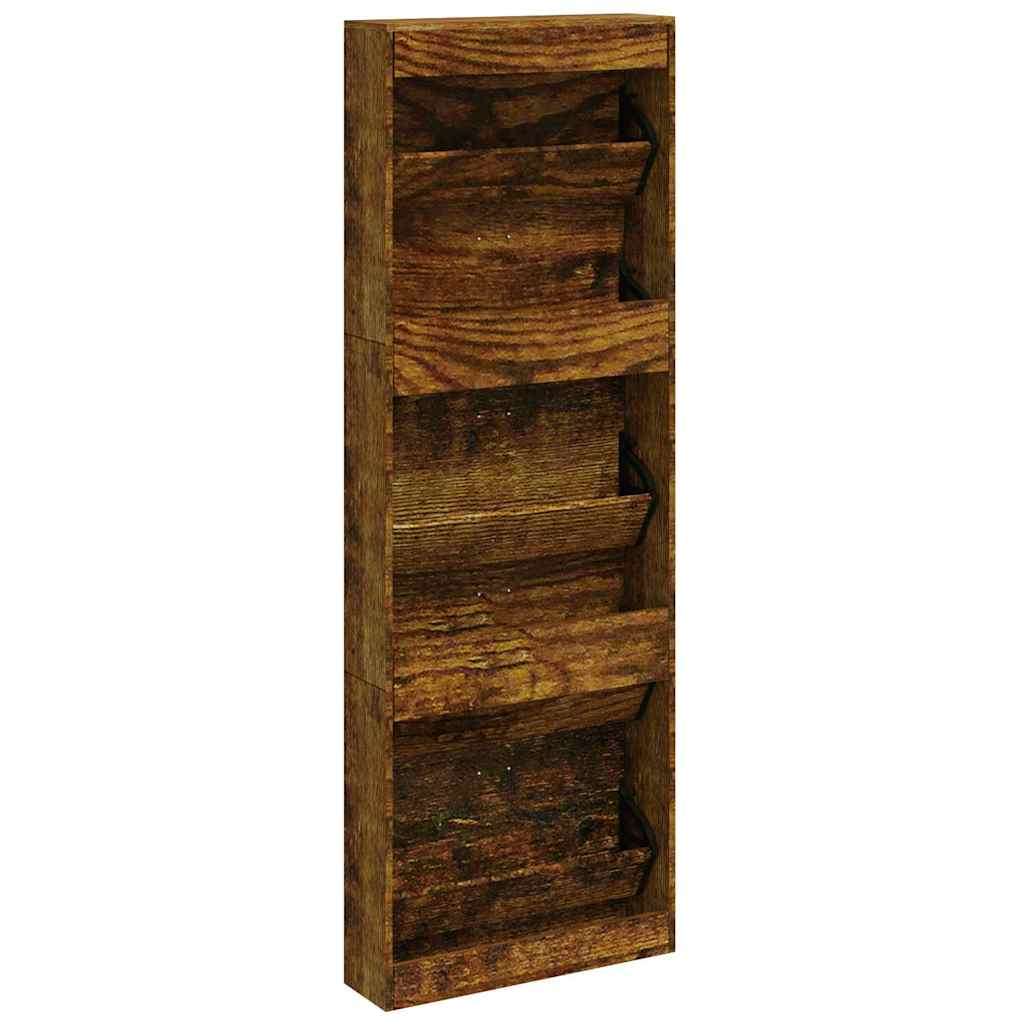 Schuhschrank Räuchereiche 59x17x169 cm Holzwerkstoff