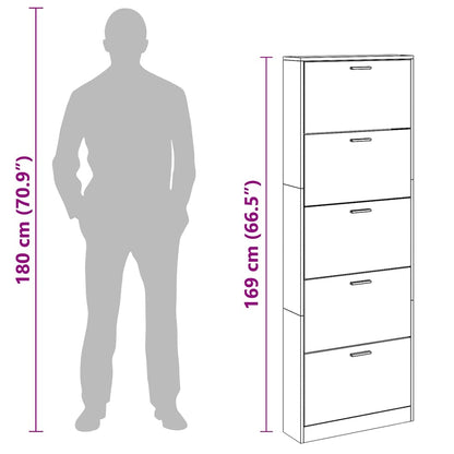 Schuhschrank Räuchereiche 59x17x169 cm Holzwerkstoff