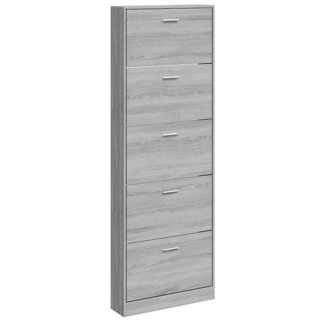 Schuhschrank Grau Sonoma 59x17x169 cm Holzwerkstoff