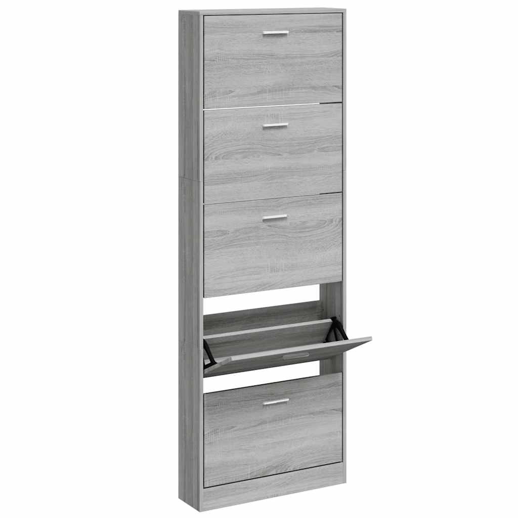 Schuhschrank Grau Sonoma 59x17x169 cm Holzwerkstoff
