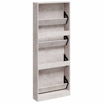 Schuhschrank Betongrau 59x17x150 cm Holzwerkstoff