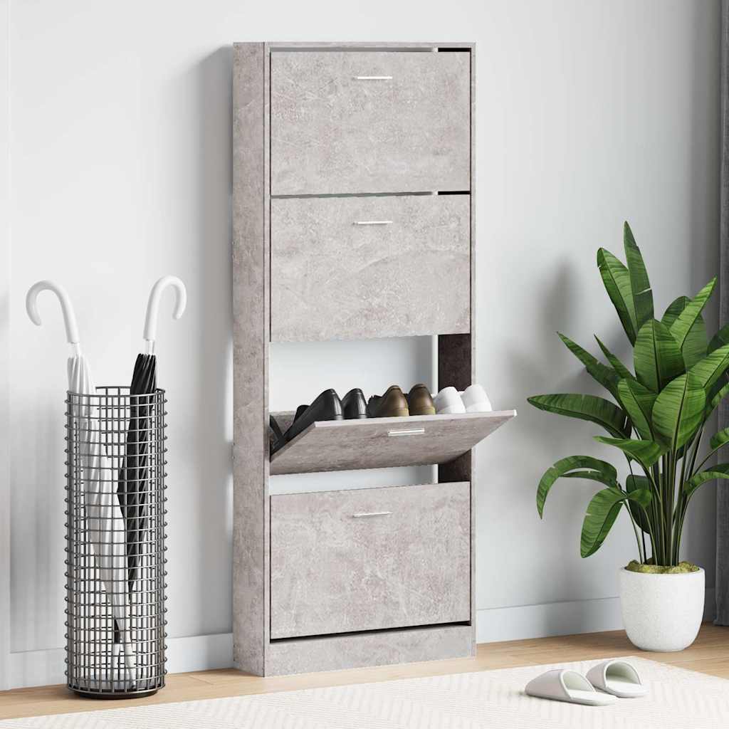 Schuhschrank Betongrau 59x17x150 cm Holzwerkstoff