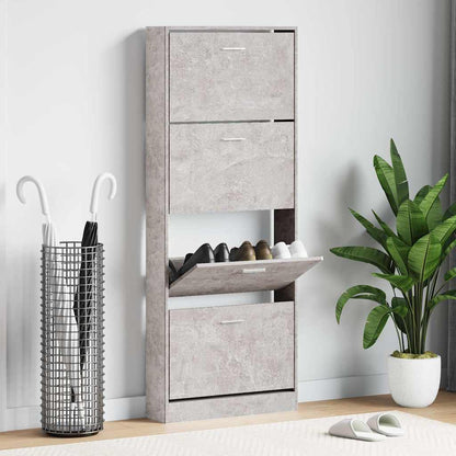 Schuhschrank Betongrau 59x17x150 cm Holzwerkstoff