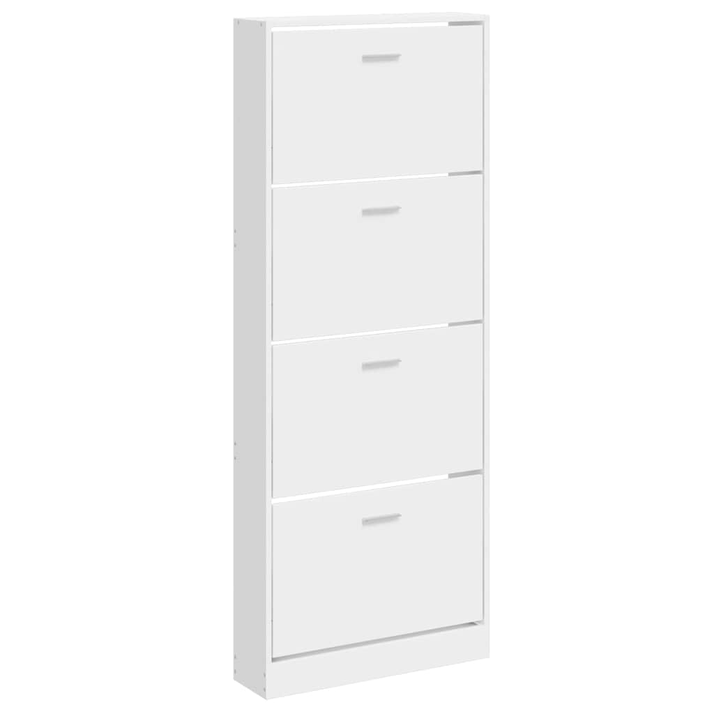 Schuhschrank Hochglanz-Weiß 59x17x150 cm Holzwerkstoff