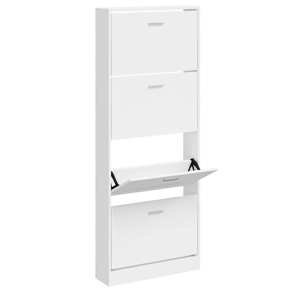 Schuhschrank Hochglanz-Weiß 59x17x150 cm Holzwerkstoff