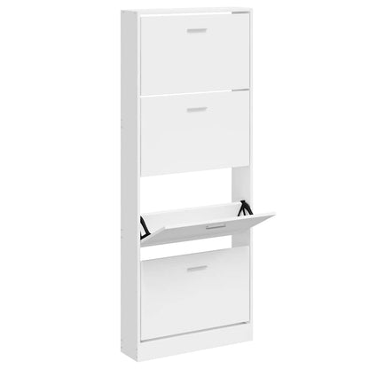 Schuhschrank Hochglanz-Weiß 59x17x150 cm Holzwerkstoff