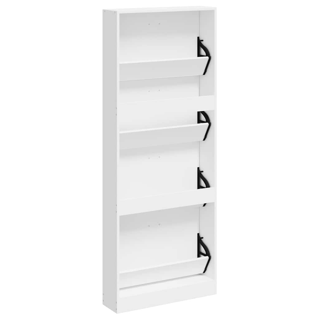 Schuhschrank Hochglanz-Weiß 59x17x150 cm Holzwerkstoff