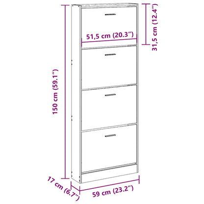 Schuhschrank Hochglanz-Weiß 59x17x150 cm Holzwerkstoff
