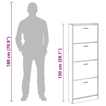 Schuhschrank Hochglanz-Weiß 59x17x150 cm Holzwerkstoff