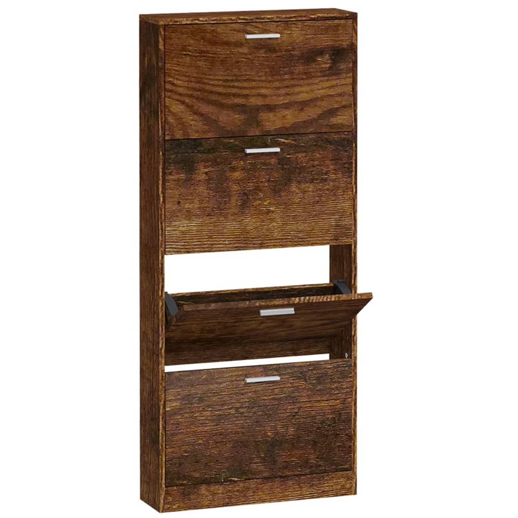 Shoe cabinet smoked oak 59x17x150 cm wood material