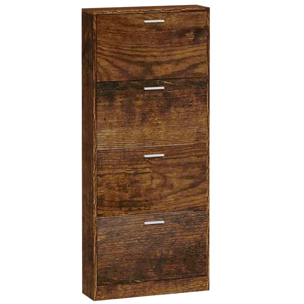 Shoe cabinet smoked oak 59x17x150 cm wood material
