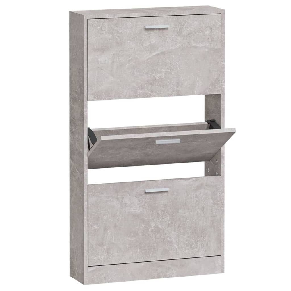 Shoe cabinet concrete grey 59x17x108 cm wood material