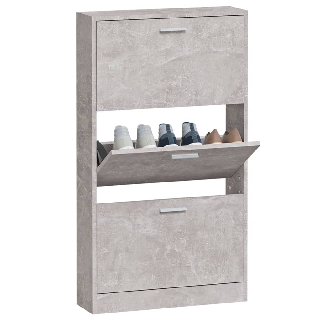 Shoe cabinet concrete grey 59x17x108 cm wood material