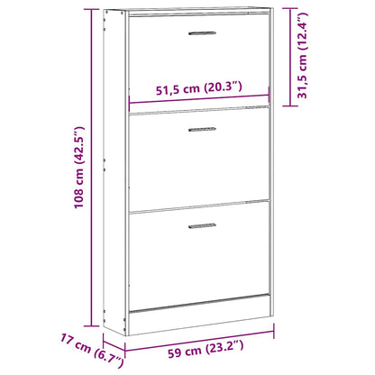 Schuhschrank Betongrau 59x17x108 cm Holzwerkstoff