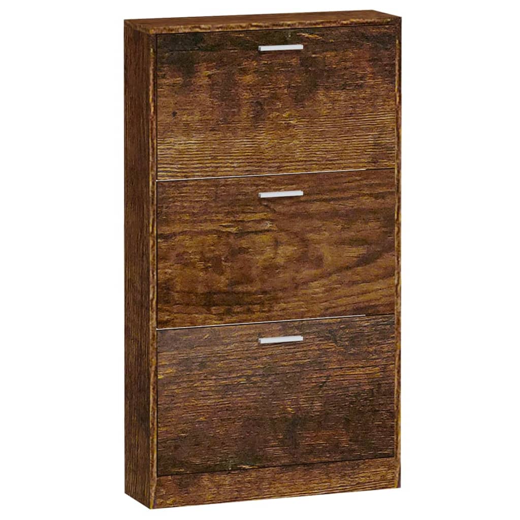 Shoe cabinet smoked oak 59x17x108 cm wood material