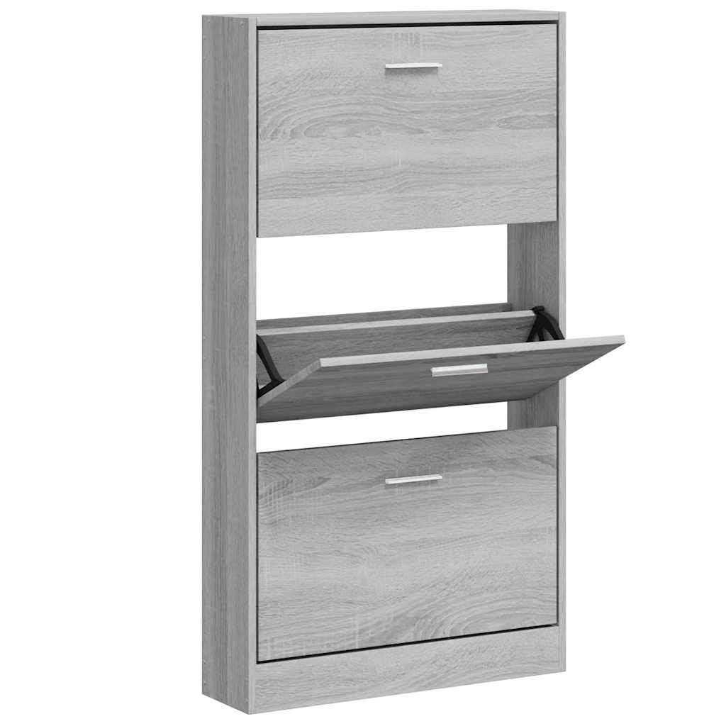 Schuhschrank Grau Sonoma 59x17x108 cm Holzwerkstoff