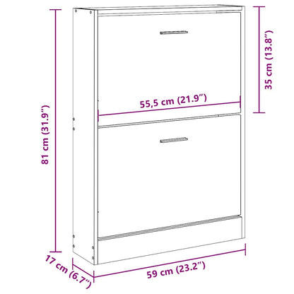 Schuhschrank Betongrau 59x17x81 cm Holzwerkstoff