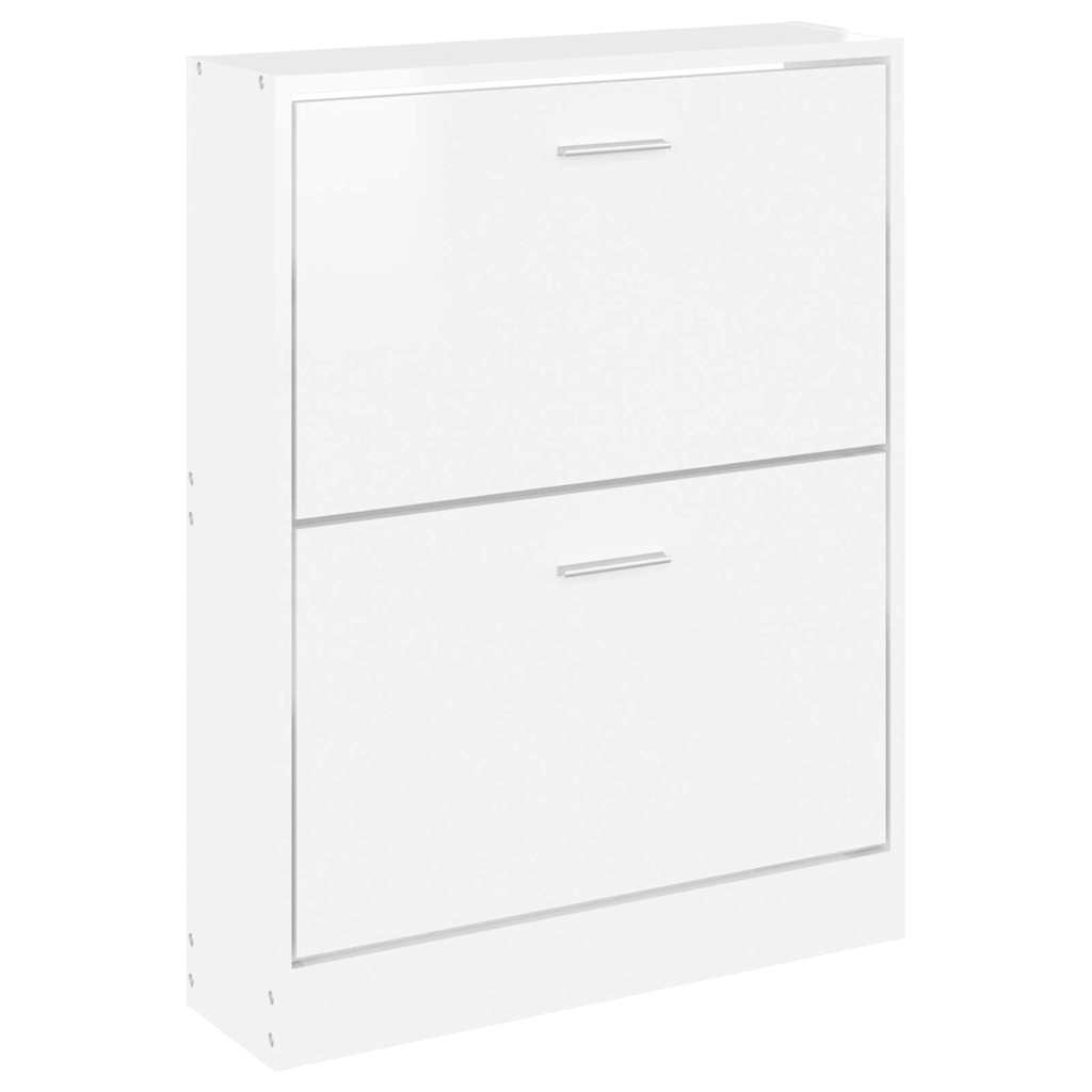 Schuhschrank Hochglanz-Weiß 59x17x81 cm Holzwerkstoff