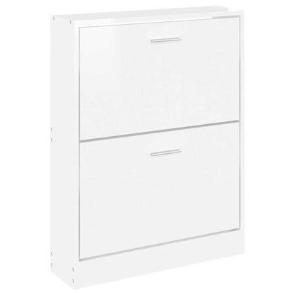 Schuhschrank Hochglanz-Weiß 59x17x81 cm Holzwerkstoff