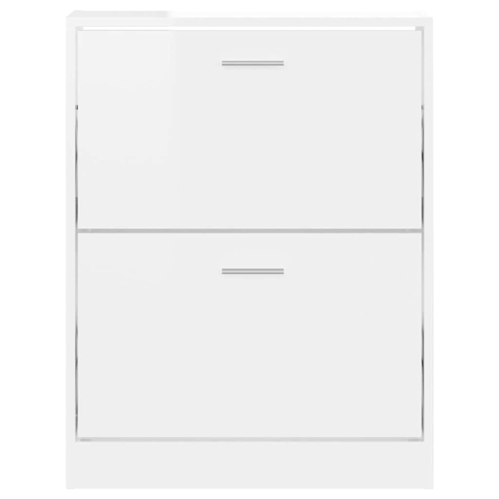 Schuhschrank Hochglanz-Weiß 59x17x81 cm Holzwerkstoff