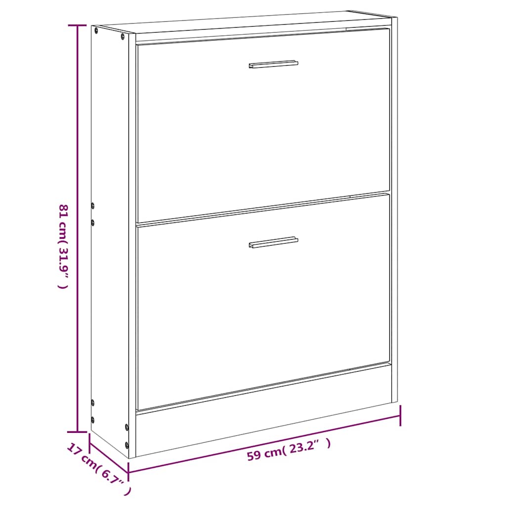 Schuhschrank Hochglanz-Weiß 59x17x81 cm Holzwerkstoff