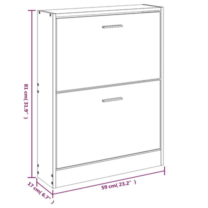 Schuhschrank Hochglanz-Weiß 59x17x81 cm Holzwerkstoff