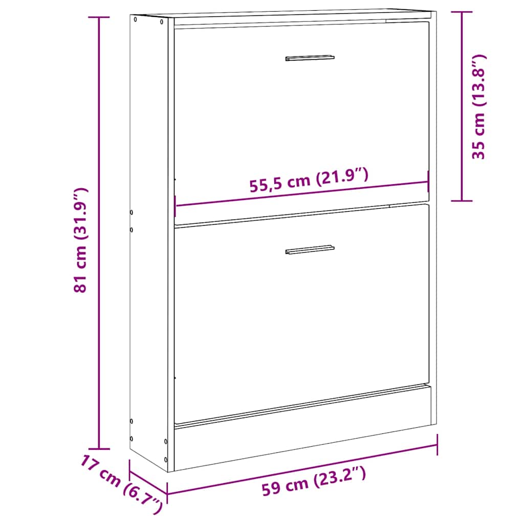 Schuhschrank Räuchereiche 59x17x81 cm Holzwerkstoff