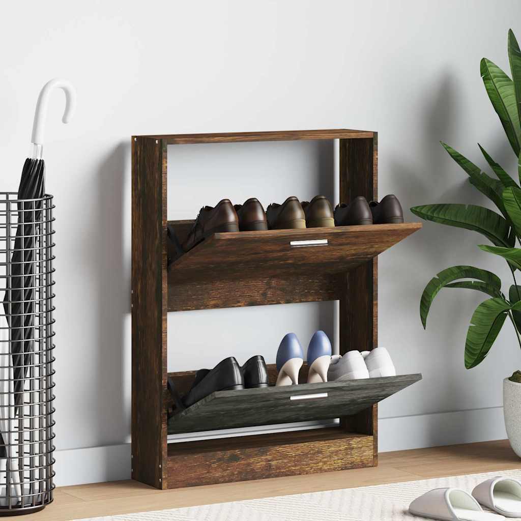 Schuhschrank Räuchereiche 59x17x81 cm Holzwerkstoff