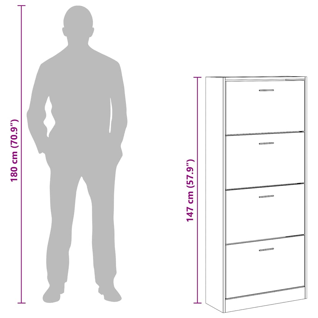 Schuhschrank Weiß 63x24x147 cm Holzwerkstoff