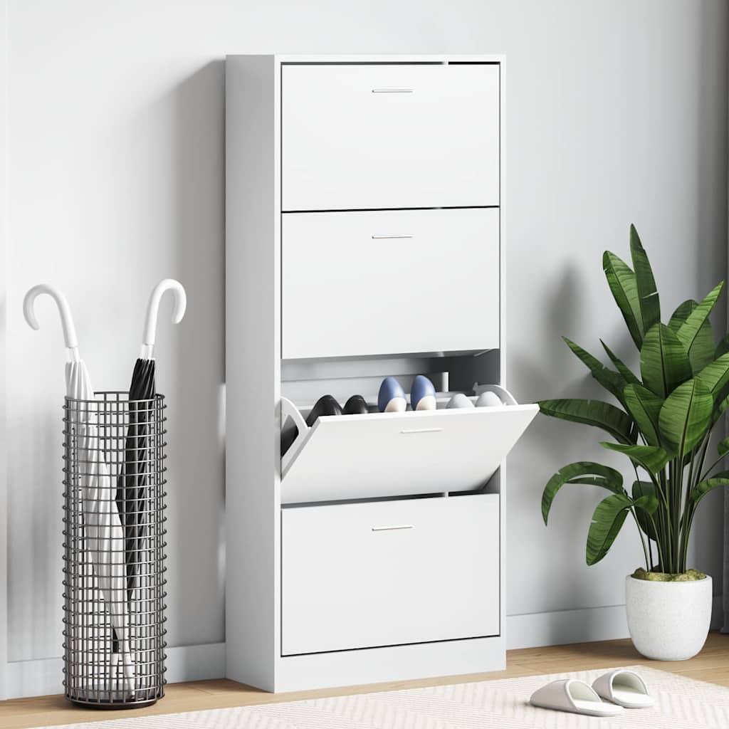 Schuhschrank Weiß 63x24x147 cm Holzwerkstoff